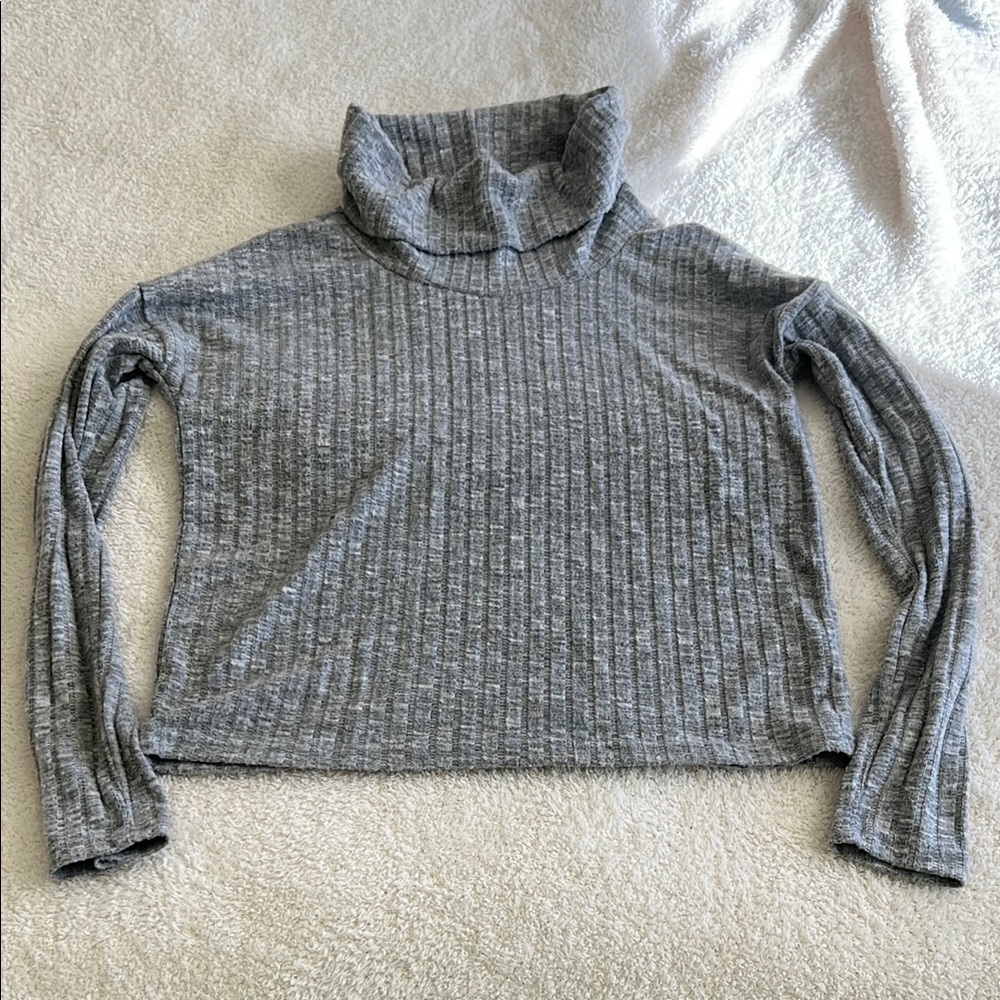 BP Gray Ribbed Turtleneck Sweater